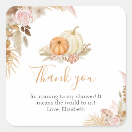 Little Pumpkin Boho Herfst Floral Bedankt Vierkante Sticker