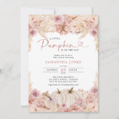 Little Pumpkin Boho Pink Pampas Grass Baby shower Kaart (Voorkant)
