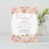 Little Pumpkin Boho Pink Pampas Grass Baby shower Kaart (Staand voorkant)