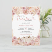 Little Pumpkin Boho Pink Pampas Grass Baby shower Kaart (Staand voorkant)
