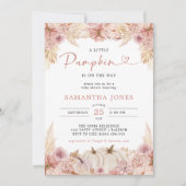 Little Pumpkin Boho Pink Pampas Grass Baby shower Kaart (Voorkant)