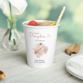 Little Pumpkin Boho Pink Pampas Grass Baby shower Papieren Bekers