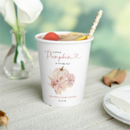 Little Pumpkin Boho Pink Pampas Grass Baby shower Papieren Bekers