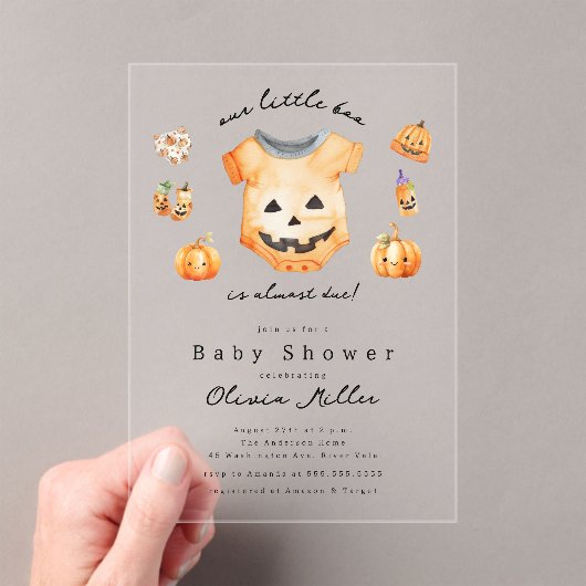Little Pumpkin Boo Baby shower Invitation Acryl Uitnodigingen (Insitu (Draagbaar))