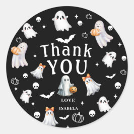 Little Pumpkin Boo – Halloween Baby Shower Ronde Sticker