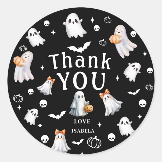 Little Pumpkin Boo – Halloween Baby Shower Ronde Sticker (Voorkant)