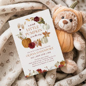 Little Pumpkin Bourgogne Floral Herfst Baby shower Kaart
