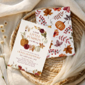 Little Pumpkin Bourgogne Floral Herfst Baby shower Kaart