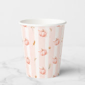 Little Pumpkin Bow Fall Floral Baby Shower Papieren Bekers (Achterkant)