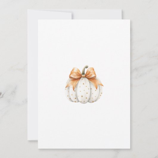 Little Pumpkin Bow Genderneutraal Baby shower Kaart (Achterkant)