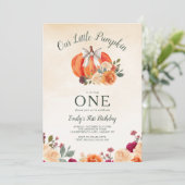 Little Pumpkin Bow Girls eerste verjaardag Kaart (Staand voorkant)