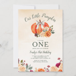 Little Pumpkin Bow Girls eerste verjaardag Kaart