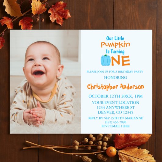 Little Pumpkin Boy 1st Birthday Kaart