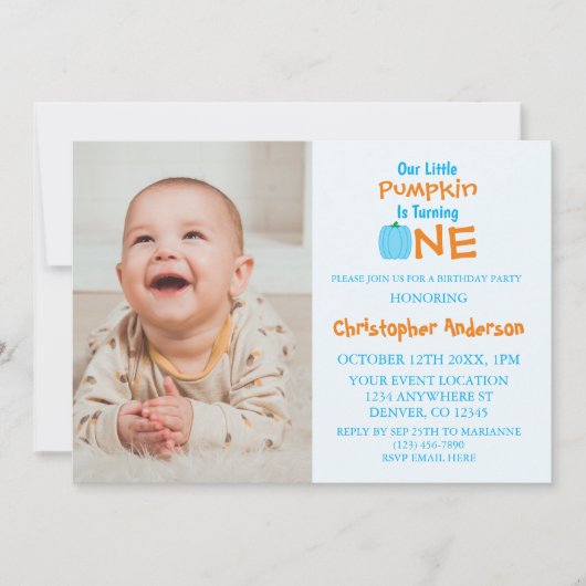 Little Pumpkin Boy 1st Birthday Kaart (Voorkant)