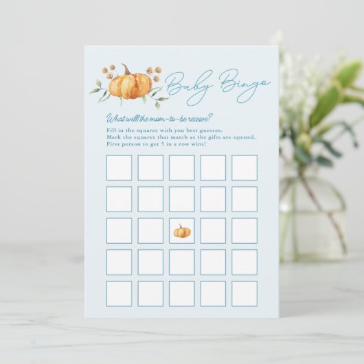 Little Pumpkin Boy Baby shower Bingo Kaart (Staand voorkant)
