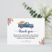 Little Pumpkin Boy Baby shower Dank je kaart (Staand voorkant)