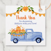 Little Pumpkin Boy Baby shower Dank u Bedankjes Labels (Achterkant)