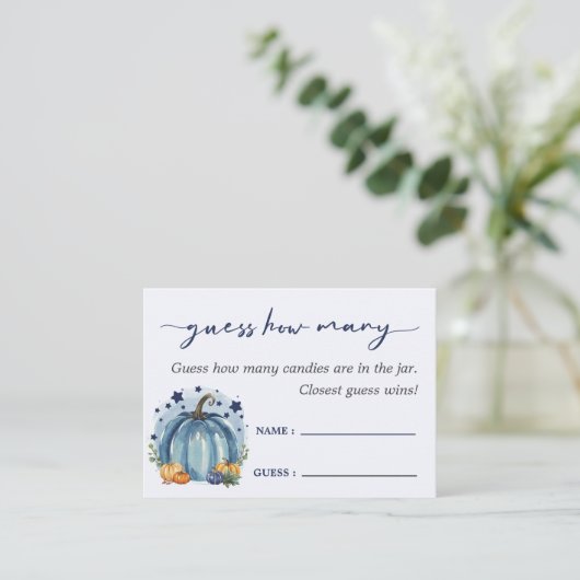 Little Pumpkin Boy Baby shower Raad eens hoeveel Informatiekaartje (Staand voorkant)