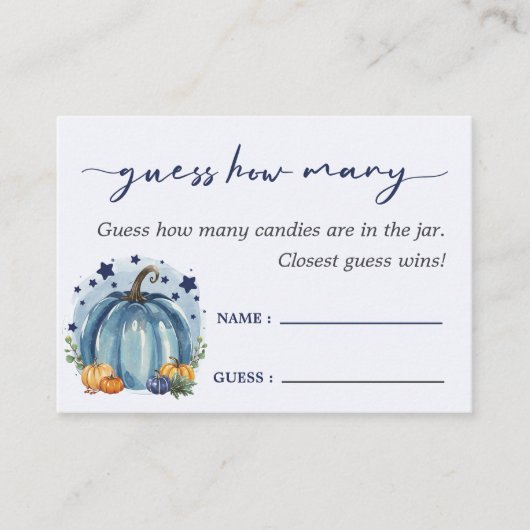 Little Pumpkin Boy Baby shower Raad eens hoeveel Informatiekaartje (Voorkant)