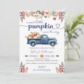 Little Pumpkin Boy Baby shower Uitnodiging (Staand voorkant)