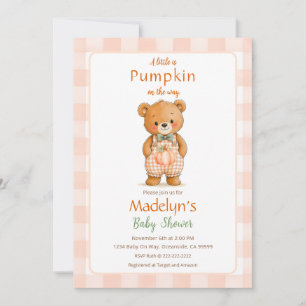 Little Pumpkin Boy Baby Shower Uitnodiging Gingham