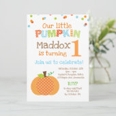 Little Pumpkin (Boy) Birthday Party Kaart (Staand voorkant)
