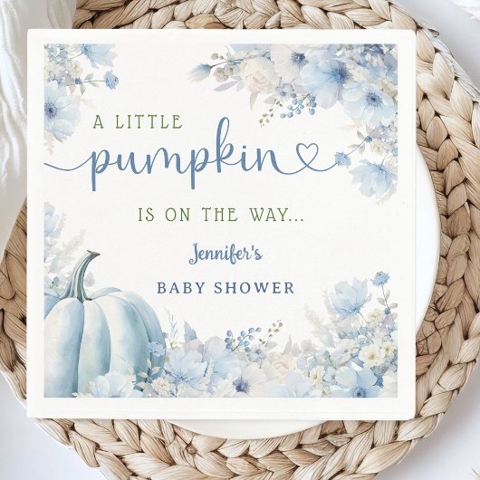 Little Pumpkin Boy Blue Herfst Baby shower Papier Servet