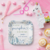 Little Pumpkin Boy Blue Herfst Baby shower Papieren Bordje (Feest)