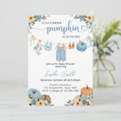 Little Pumpkin Boy Clothesline Baby shower Kaart (Staand voorkant)