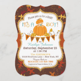 Little Pumpkin Boy Fall verlaat Baby shower Kaart