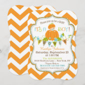 Little Pumpkin Boy Herfst Baby Shower Invitations Kaart (Voorkant / Achterkant)