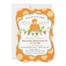 Little Pumpkin Boy Herfst Baby Shower Uitnodiginge