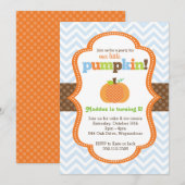 Little Pumpkin (Boy's) verjaardagsfeestje uitnodig Kaart (Voorkant / Achterkant)