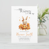 Little Pumpkin Bunny baby dier herfst Baby shower Kaart (Staand voorkant)