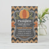 Little Pumpkin Burlap Rustic Baby shower Uitnodige Kaart (Staand voorkant)