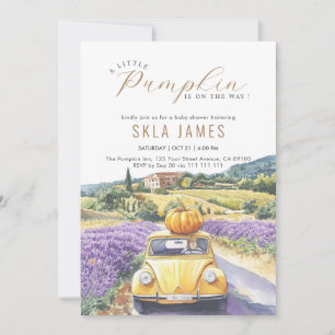 Little Pumpkin Car Herfst Autumn Babyshower Uitnod Bedankkaart