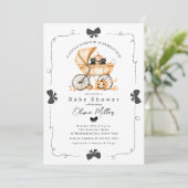 Little Pumpkin Carriage Baby shower Invitation Kaart (Staand voorkant)