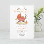 Little Pumpkin Carriage Baby Shower Invite Kaart (Staand voorkant)