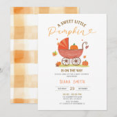 Little Pumpkin Carriage Baby Shower Invite Kaart (Voorkant / Achterkant)