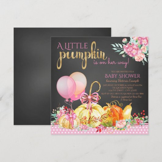 Little Pumpkin Chalkboard Baby Shower Uitnodiginge Kaart (Voorkant / Achterkant)