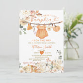 Little Pumpkin Clothes Autumn Gingham Baby shower Kaart (Staand voorkant)