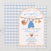 Little Pumpkin Clothes Autumn Gingham Baby shower Kaart (Voorkant / Achterkant)