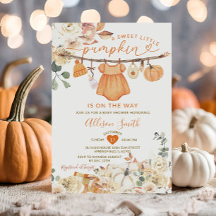 Little Pumpkin Clothes Autumn Gingham Baby shower Kaart