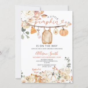 Little Pumpkin Clothes Autumn Gingham Baby shower Kaart