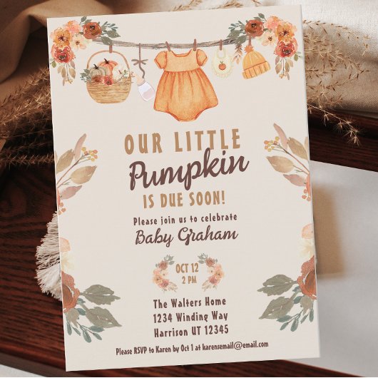 Little Pumpkin Clothesline Herfst Baby shower Kaart