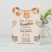 Little Pumpkin Clothesline Herfst Baby shower Kaart (Staand voorkant)