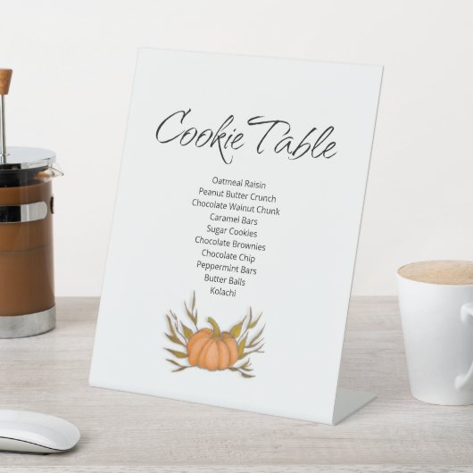 Little Pumpkin Cookie Table Herfst Baby shower Reclamebord Met Voetstuk (Insitu)