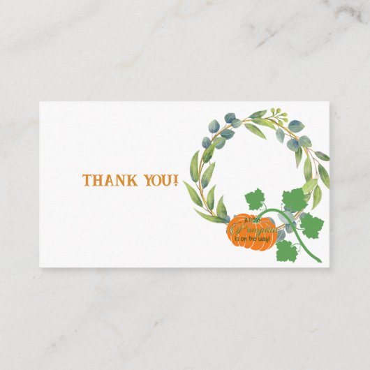Little Pumpkin Couples Baby shower Greenery Krans Informatiekaartje (Achterkant)