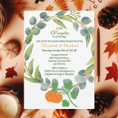 Little Pumpkin Couples Baby shower Greenery Krans Kaart