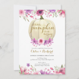 Little Pumpkin Couples Girl Baby shower Invitation Kaart